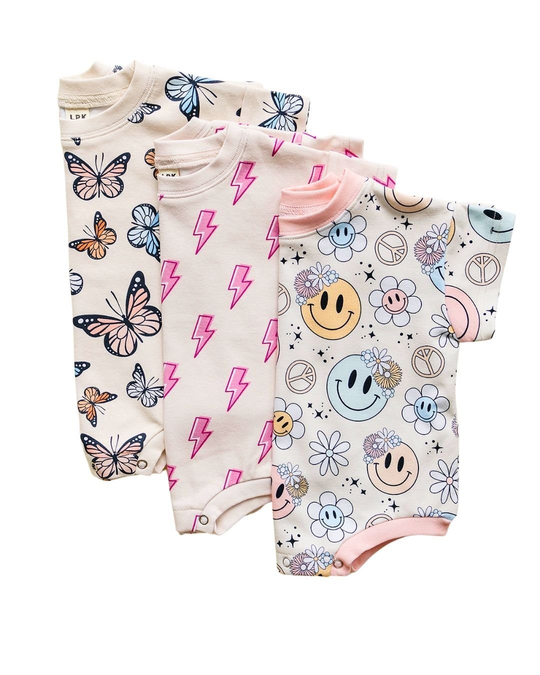 Short Sleeve Bubble Romper | Pink Bolts - Mack & Harvie