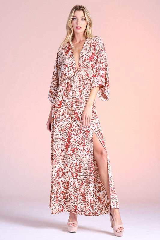 Siena Texture Print Kimono Maxi - Mack & Harvie
