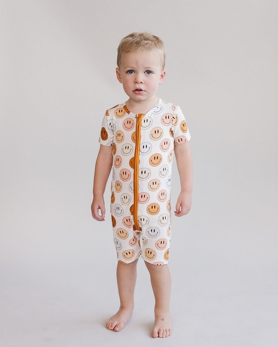 Smiley Bamboo Short Romper | Copper - Mack & Harvie