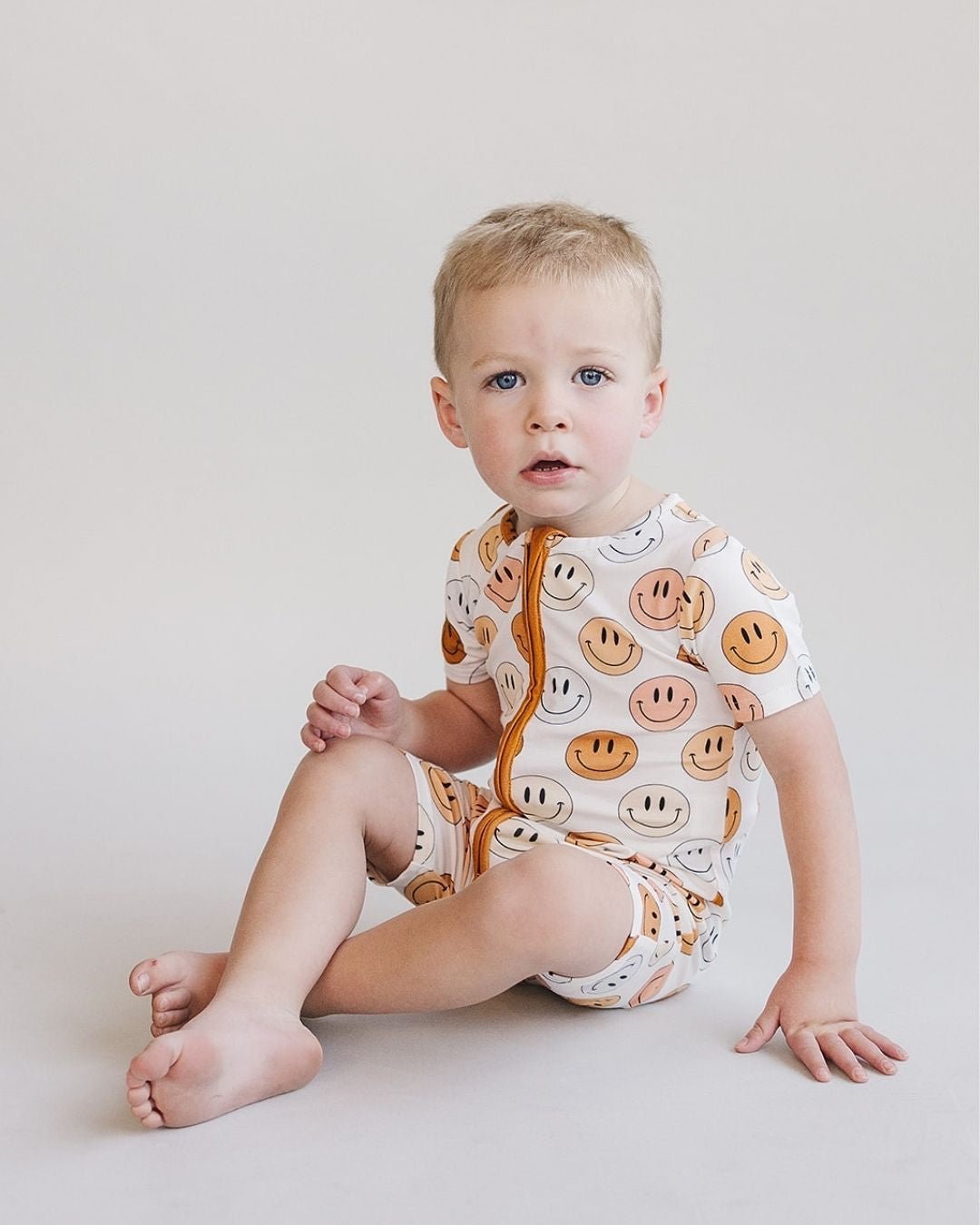 Smiley Bamboo Short Romper | Copper - Mack & Harvie