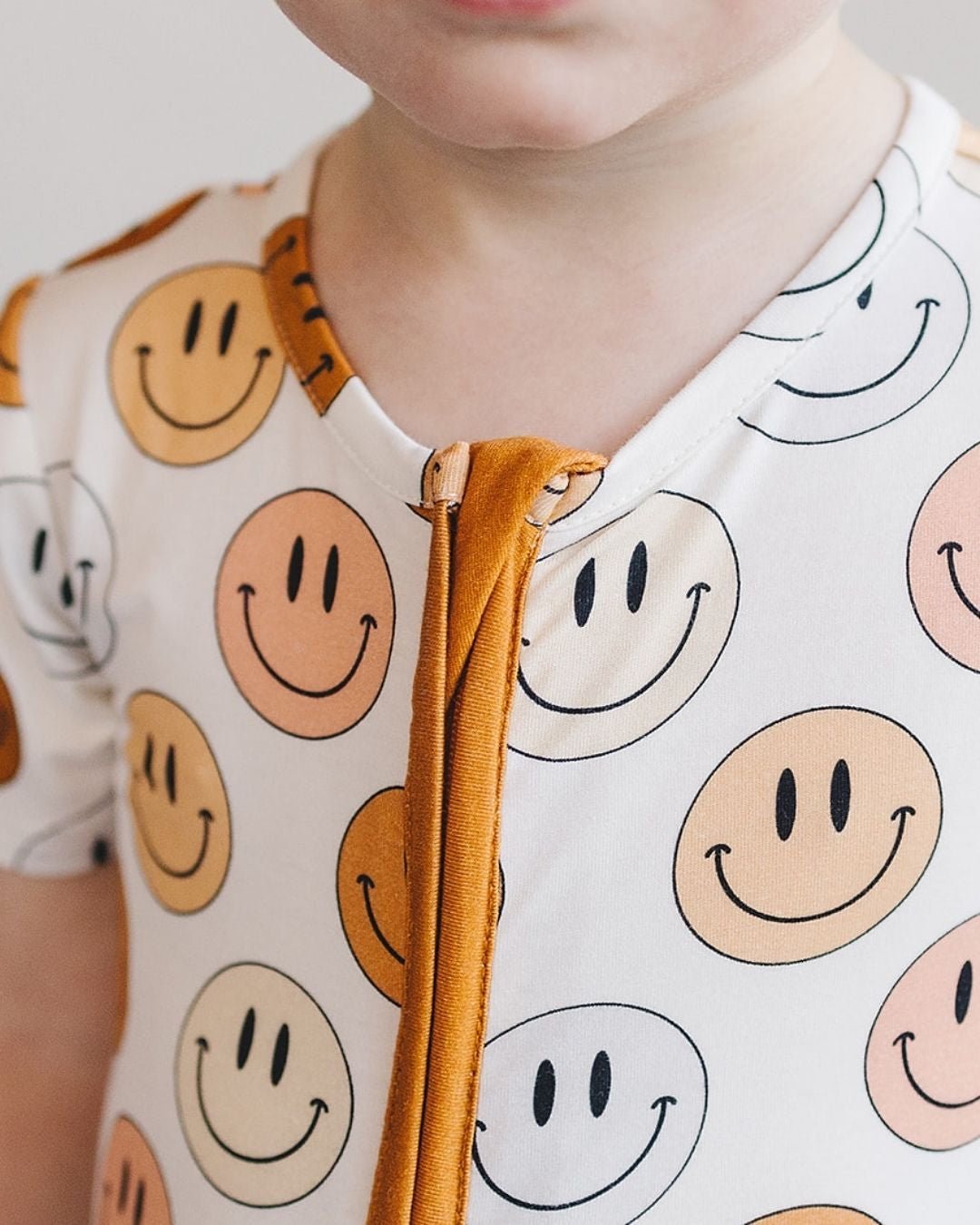 Smiley Bamboo Short Romper | Copper - Mack & Harvie
