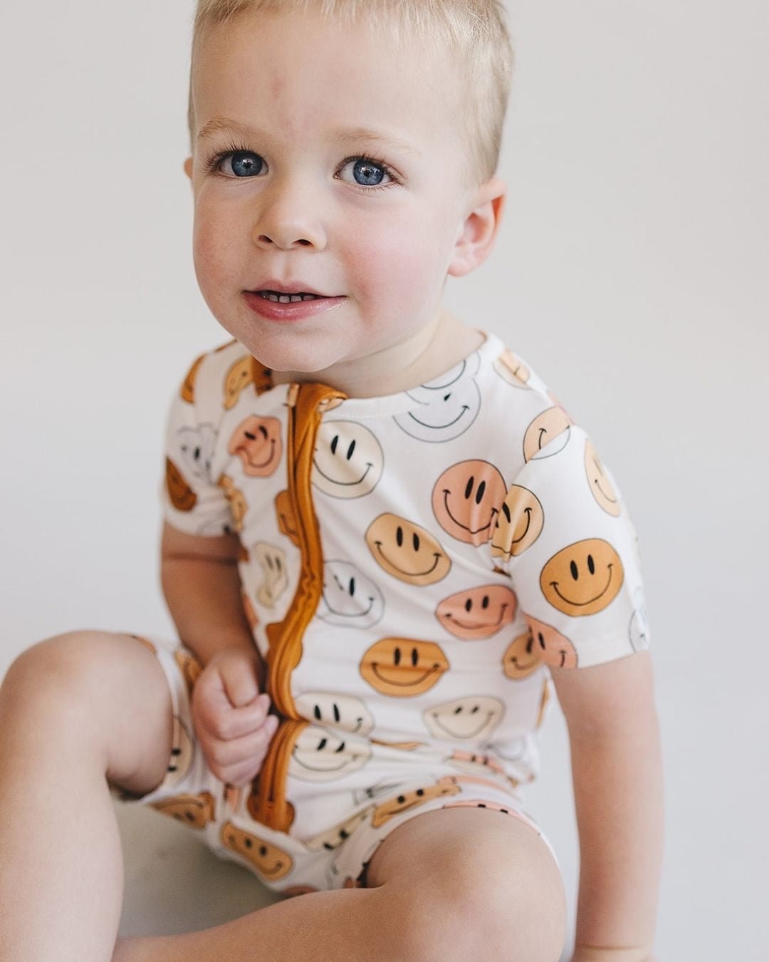 Smiley Bamboo Short Romper | Copper - Mack & Harvie