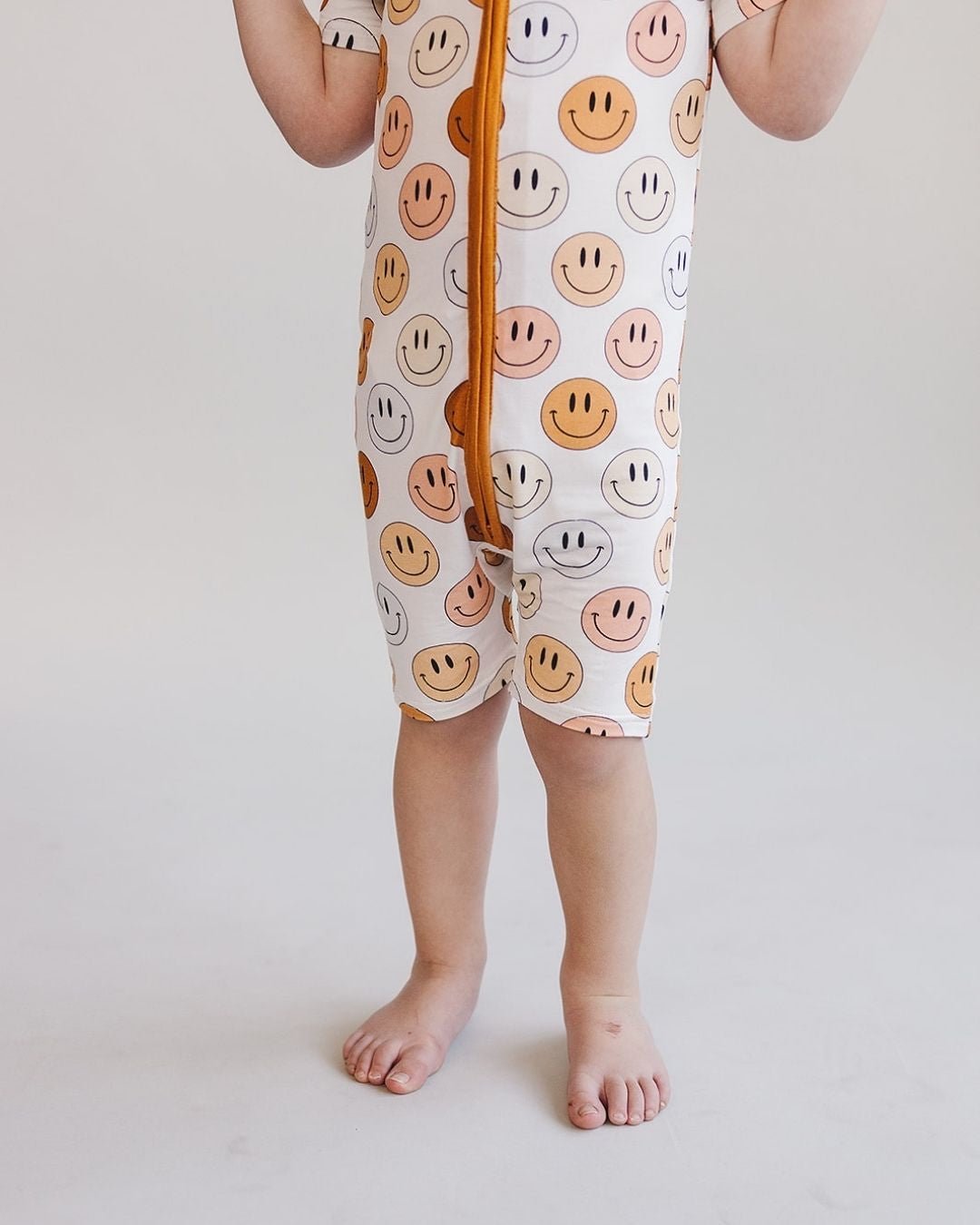 Smiley Bamboo Short Romper | Copper - Mack & Harvie