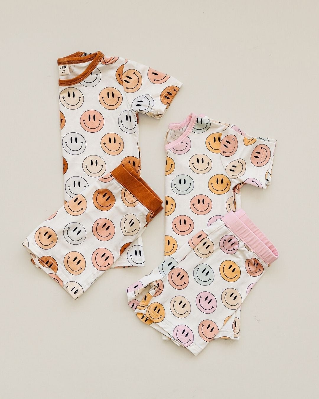 Smiley Bamboo Two Piece Shorts Set | Copper - Mack & Harvie