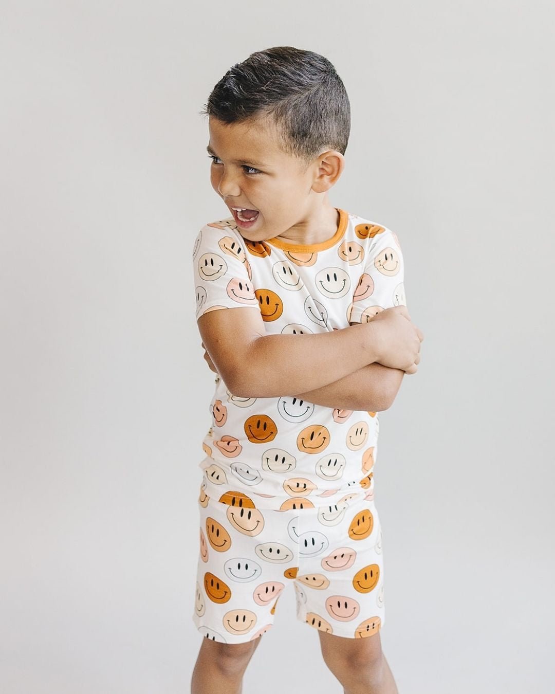 Smiley Bamboo Two Piece Shorts Set | Copper - Mack & Harvie