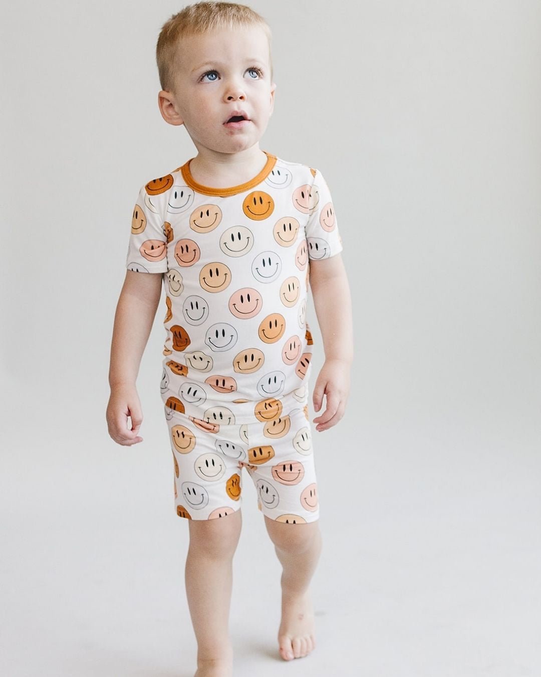 Smiley Bamboo Two Piece Shorts Set | Copper - Mack & Harvie