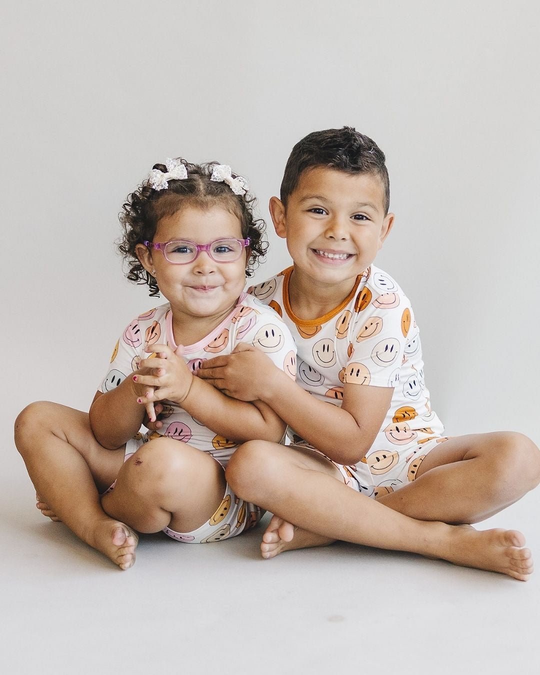 Smiley Bamboo Two Piece Shorts Set | Pink - Mack & Harvie