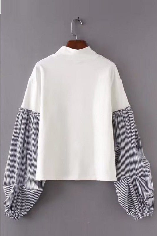SOLID AND STRIPED LONG SLEEVE MOCK COLLAR SHIRT - Mack & Harvie