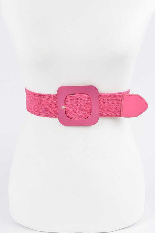 Square Buckle Coated Faux Straw Belt - Mack & Harvie