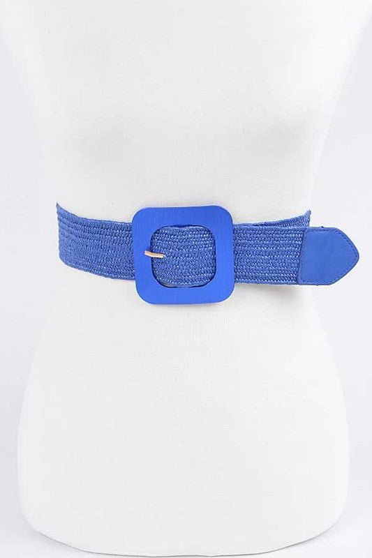 Square Buckle Coated Faux Straw Belt - Mack & Harvie