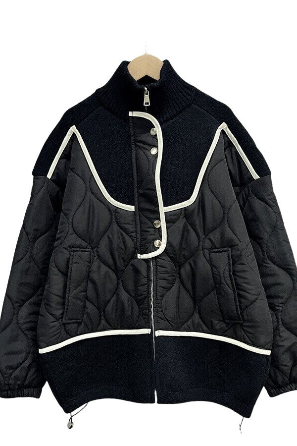 Stand Collar Zipper Patchwork Jacket - Mack & Harvie