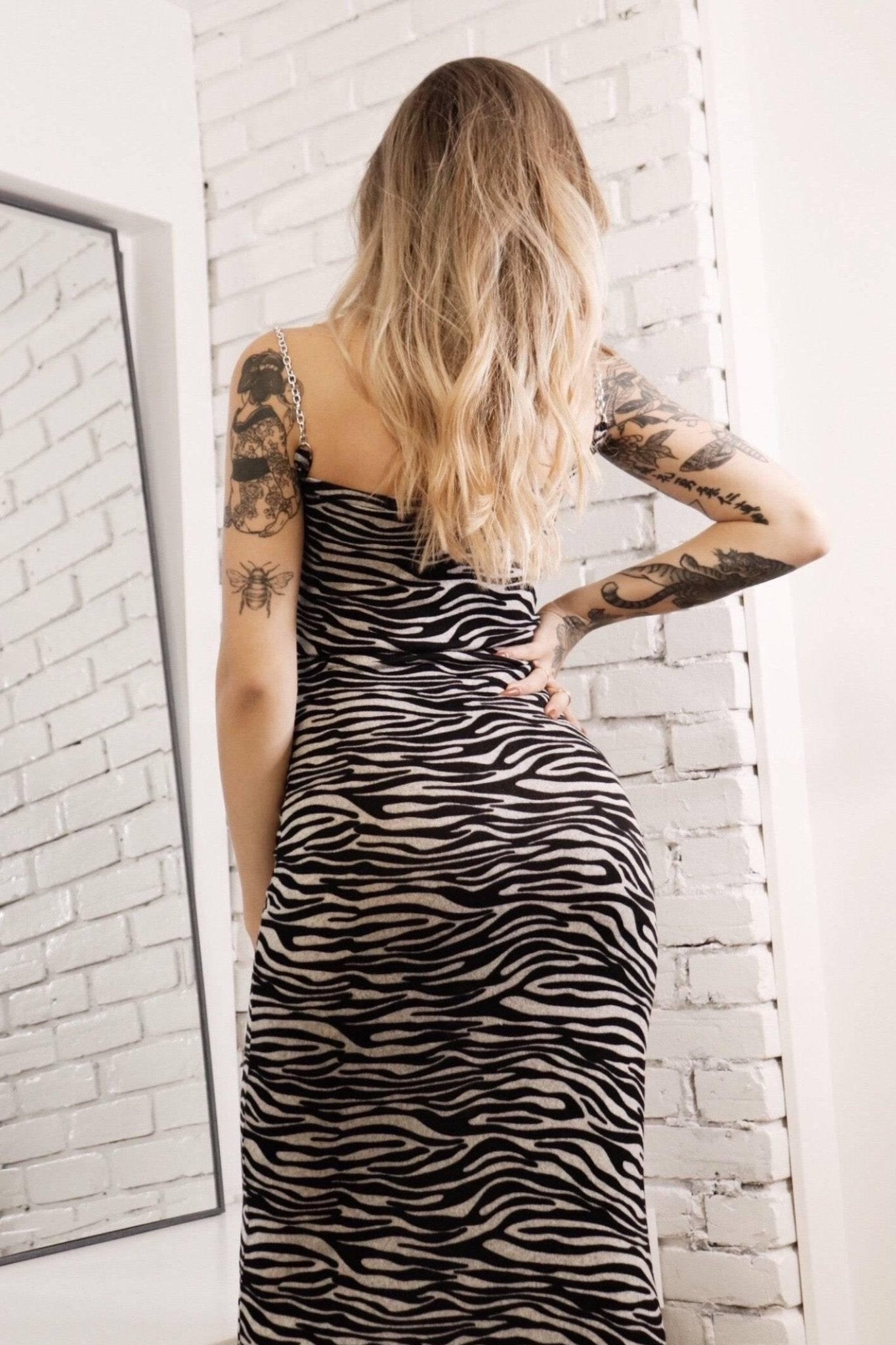 Stone Zebra Print Maxi Dress - Mack & Harvie