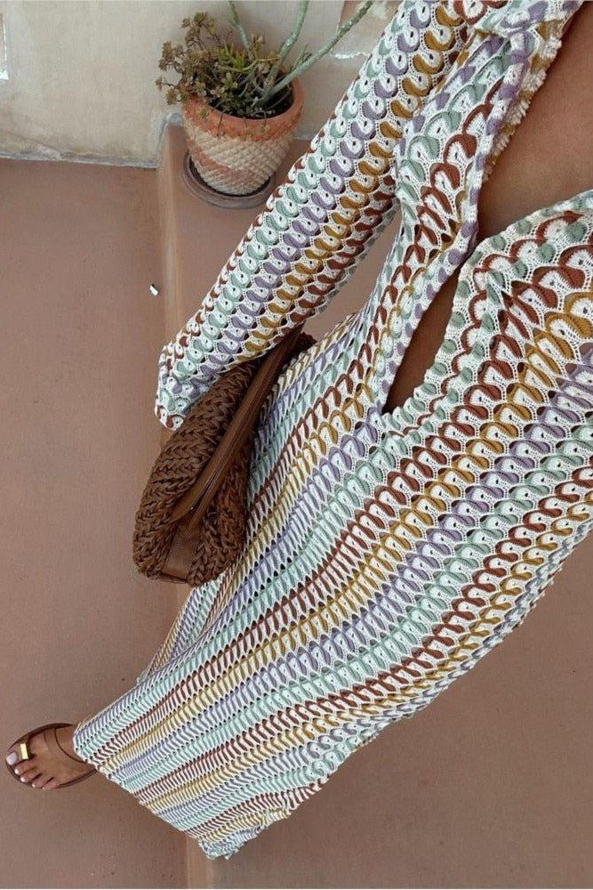 Striped Crochet Knit Maxi Dress - Mack & Harvie