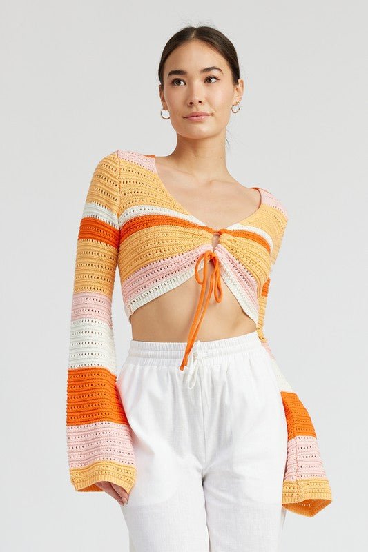 STRIPED CROCHET RUCHED TOP - Mack & Harvie