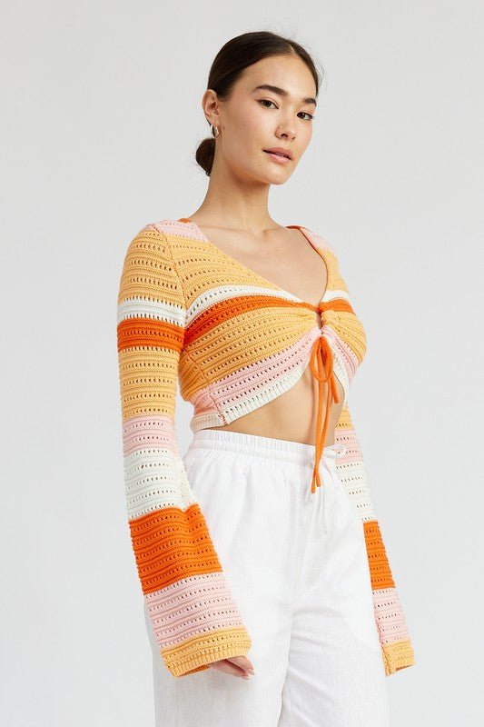 STRIPED CROCHET RUCHED TOP - Mack & Harvie