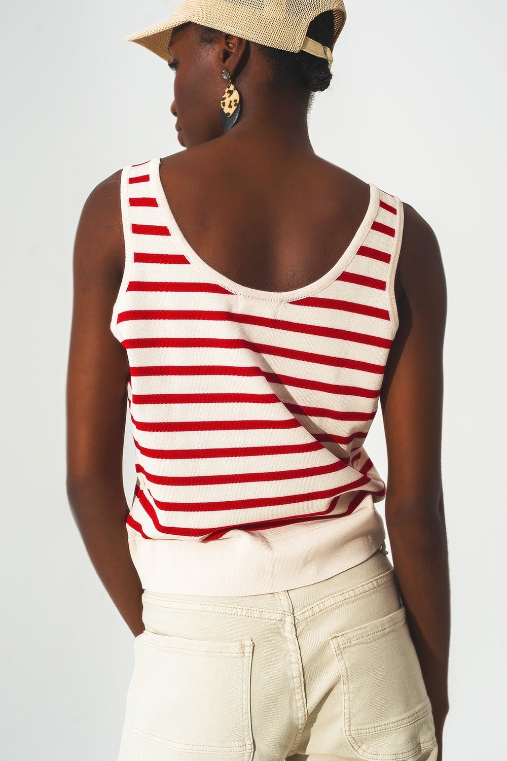 Striped Cropped Top in Red and White - Mack & Harvie