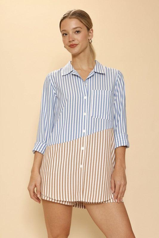 Striped Oversized Button Down Shirt - Mack & Harvie