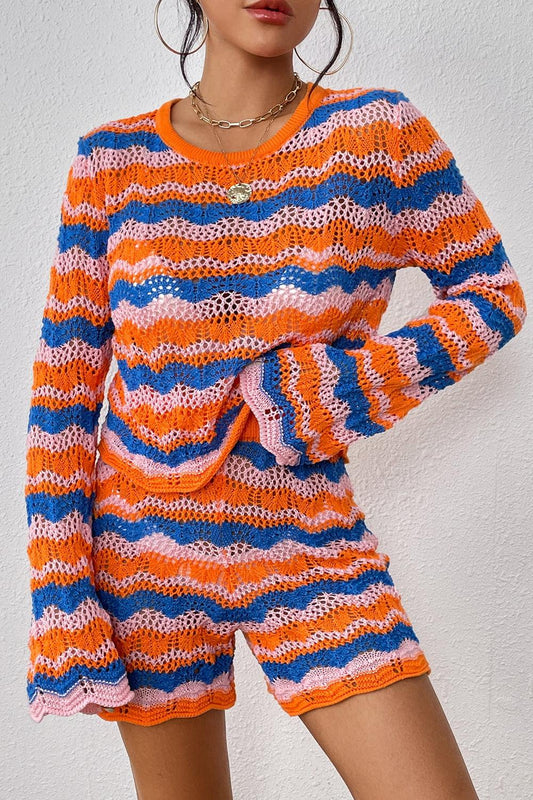 Striped Sweater and Knit Shorts Set - Mack & Harvie