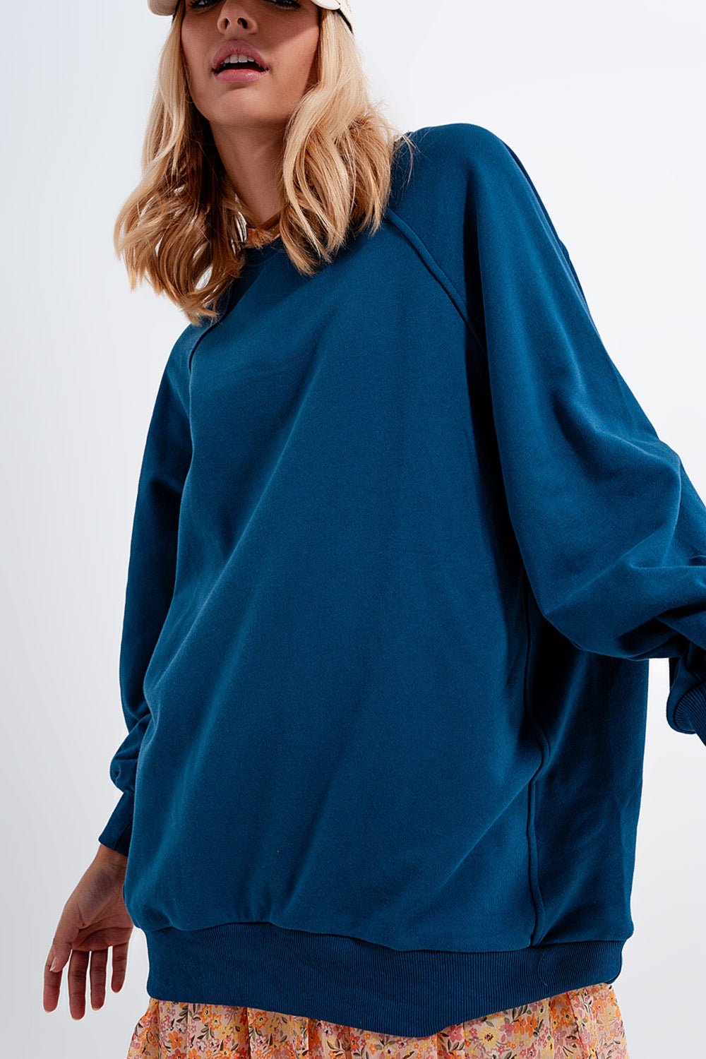Super Oversized Sweatshirt With Seam Detail in Blue - Mack & Harvie