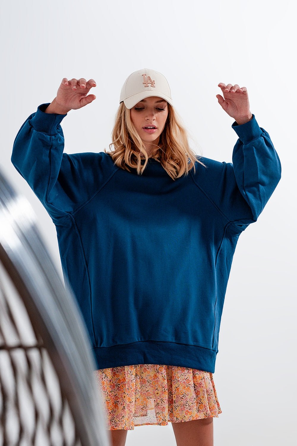 Super Oversized Sweatshirt With Seam Detail in Blue - Mack & Harvie