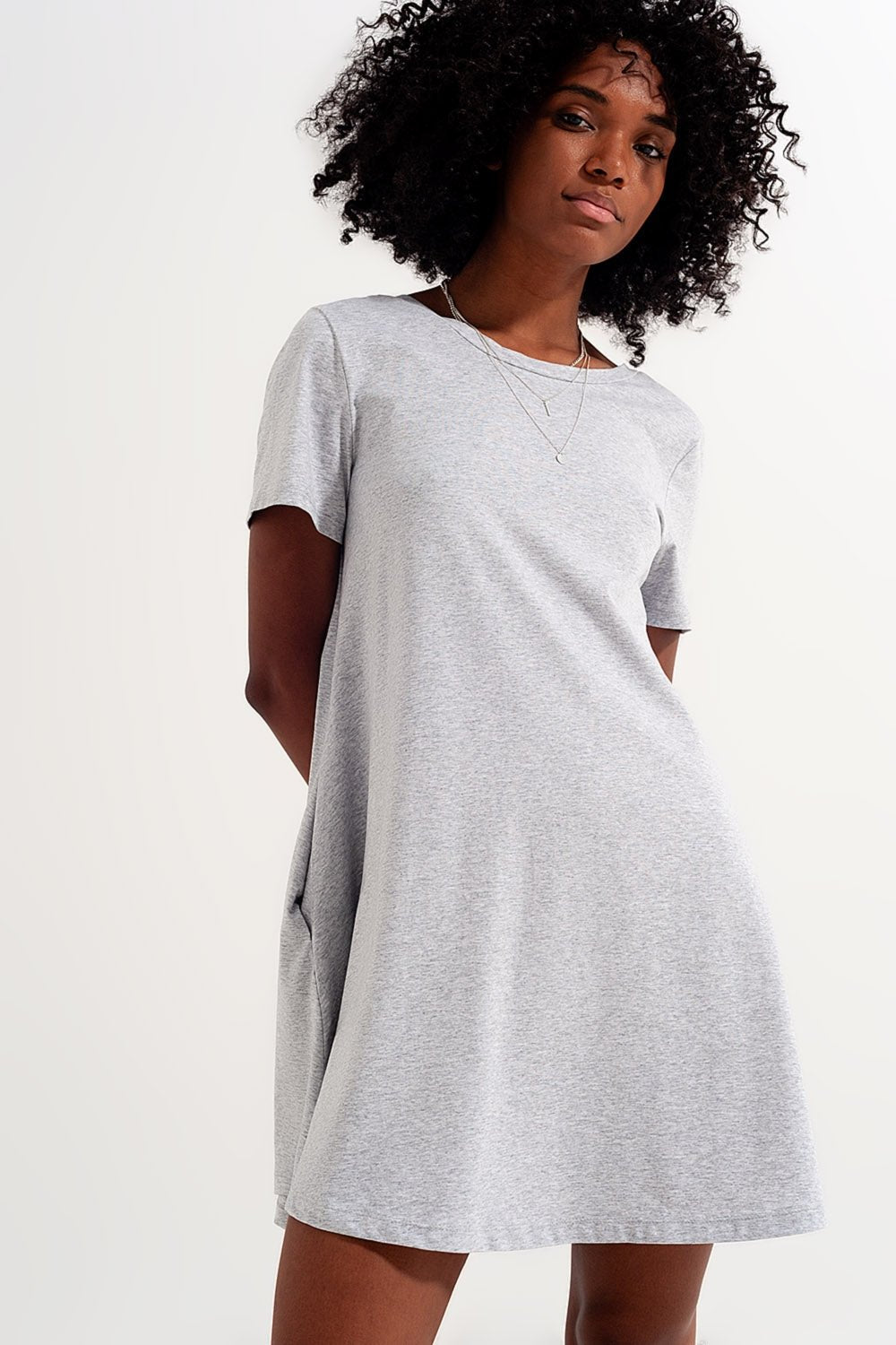 Swing T Shirt Dress With Concealed Pockets in Grey - Mack & Harvie