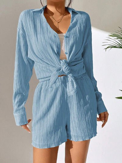 Textured Buttoned Shirt and Shorts Set - Mack & Harvie