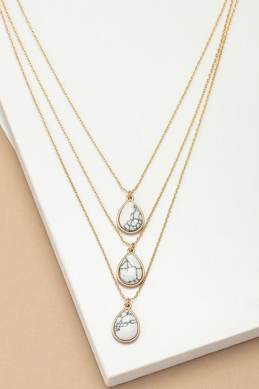 Three layer teardrop stone pendant necklace - Mack & Harvie