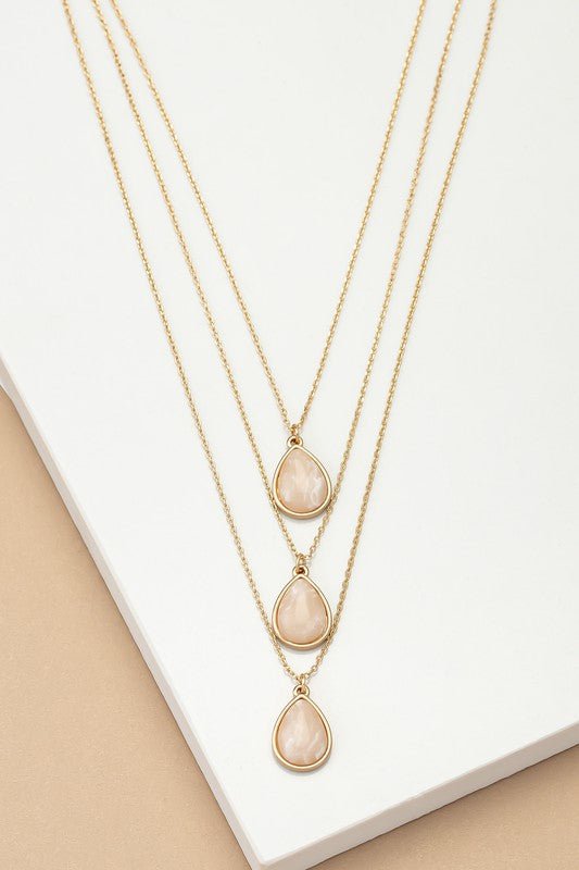 Three layer teardrop stone pendant necklace - Mack & Harvie