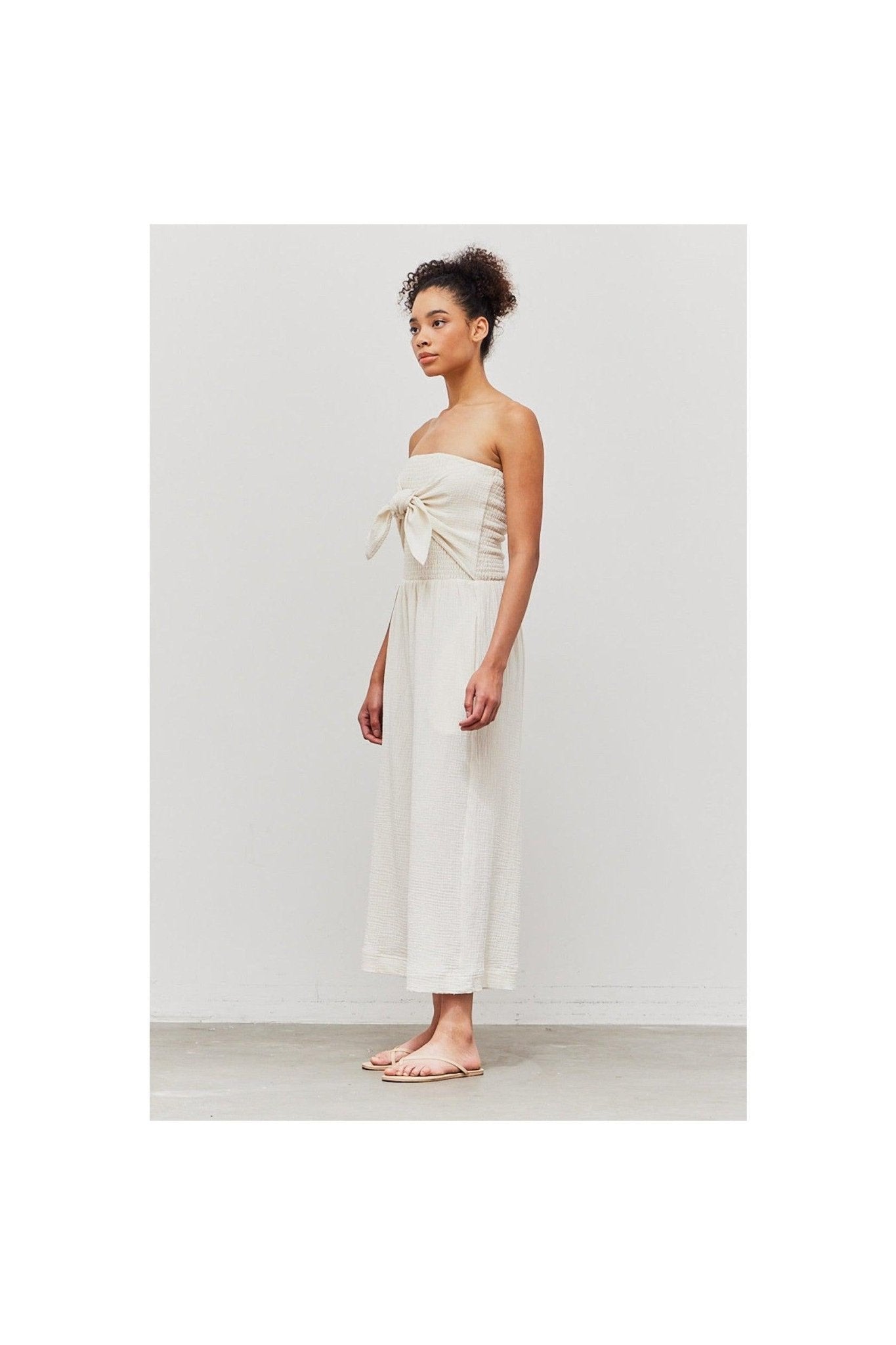TIE FRONT GAUZE JUMPSUIT - Mack & Harvie