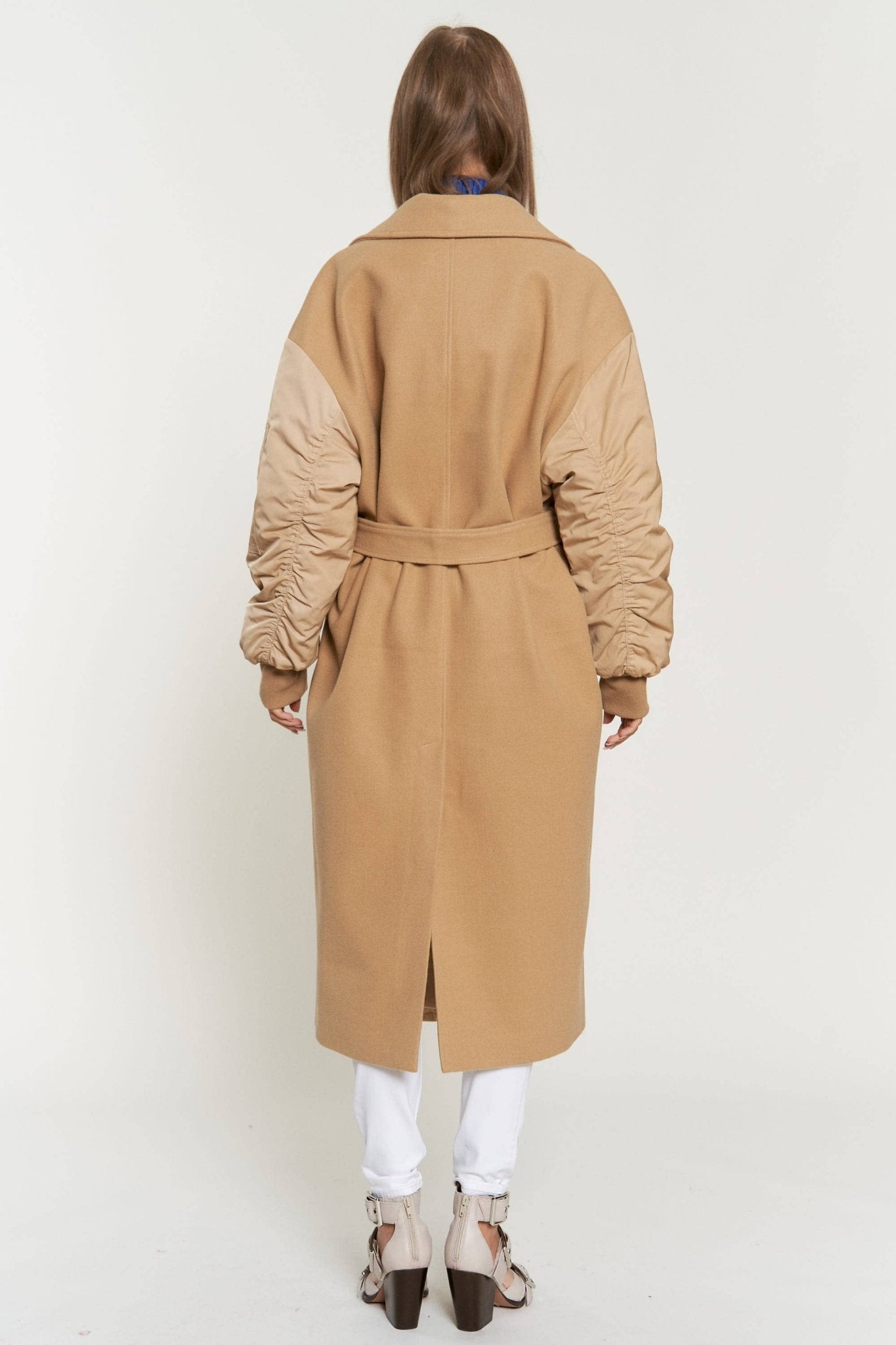 Tie Waist Balloon Sleeve Bomber Coat - Mack & Harvie