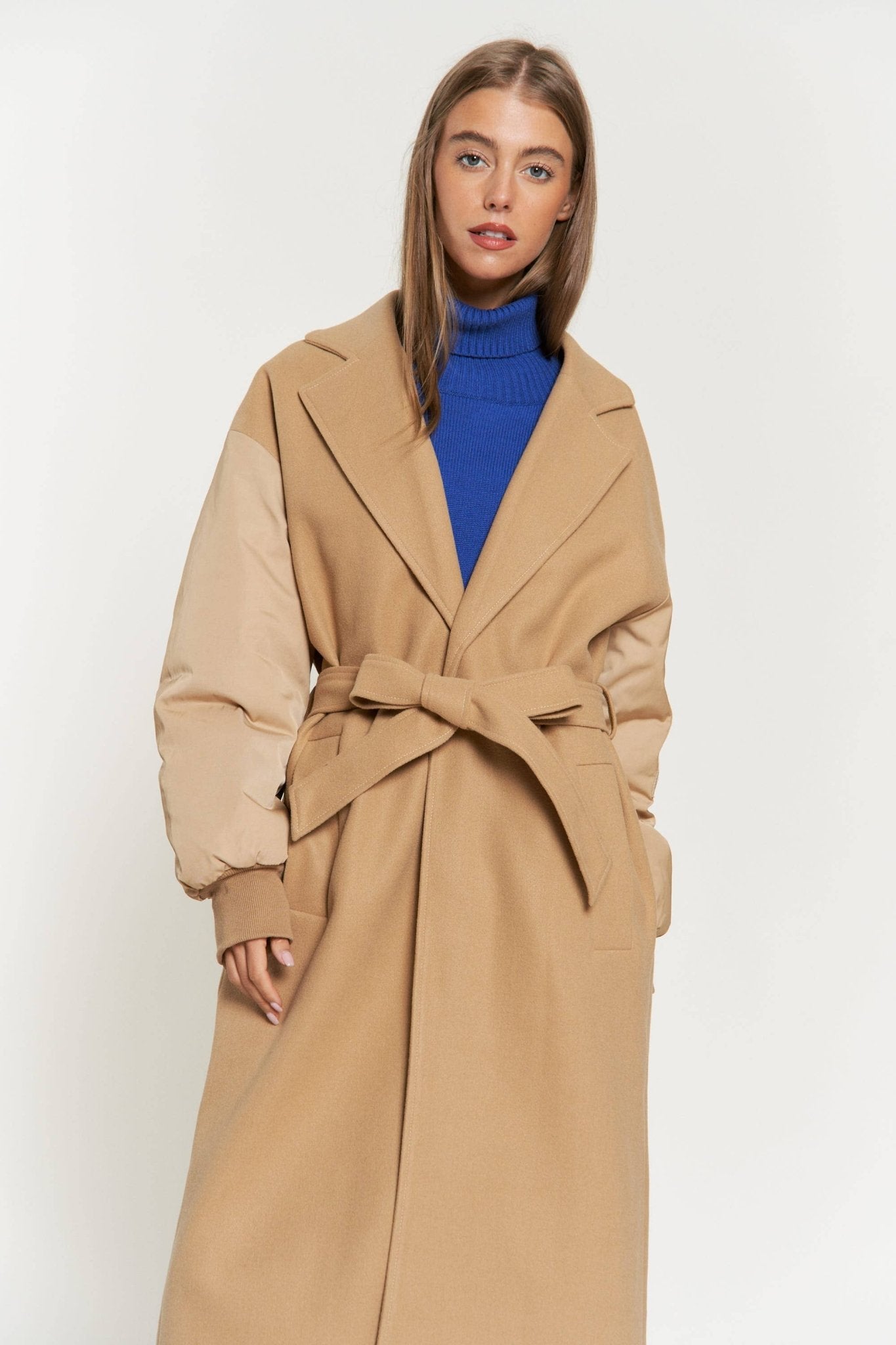 Tie Waist Balloon Sleeve Bomber Coat - Mack & Harvie