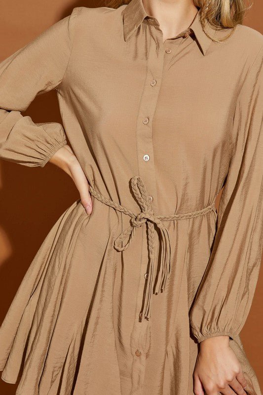 TWISTED BELT SHIRT DRESS - Mack & Harvie