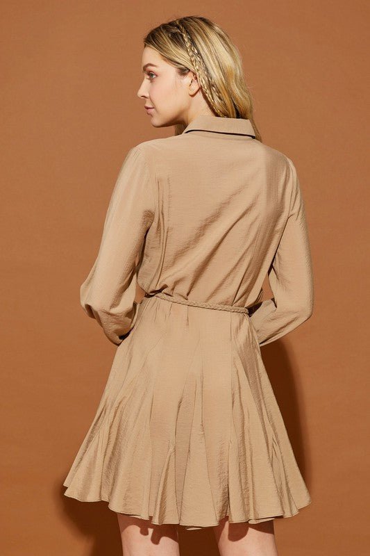 TWISTED BELT SHIRT DRESS - Mack & Harvie