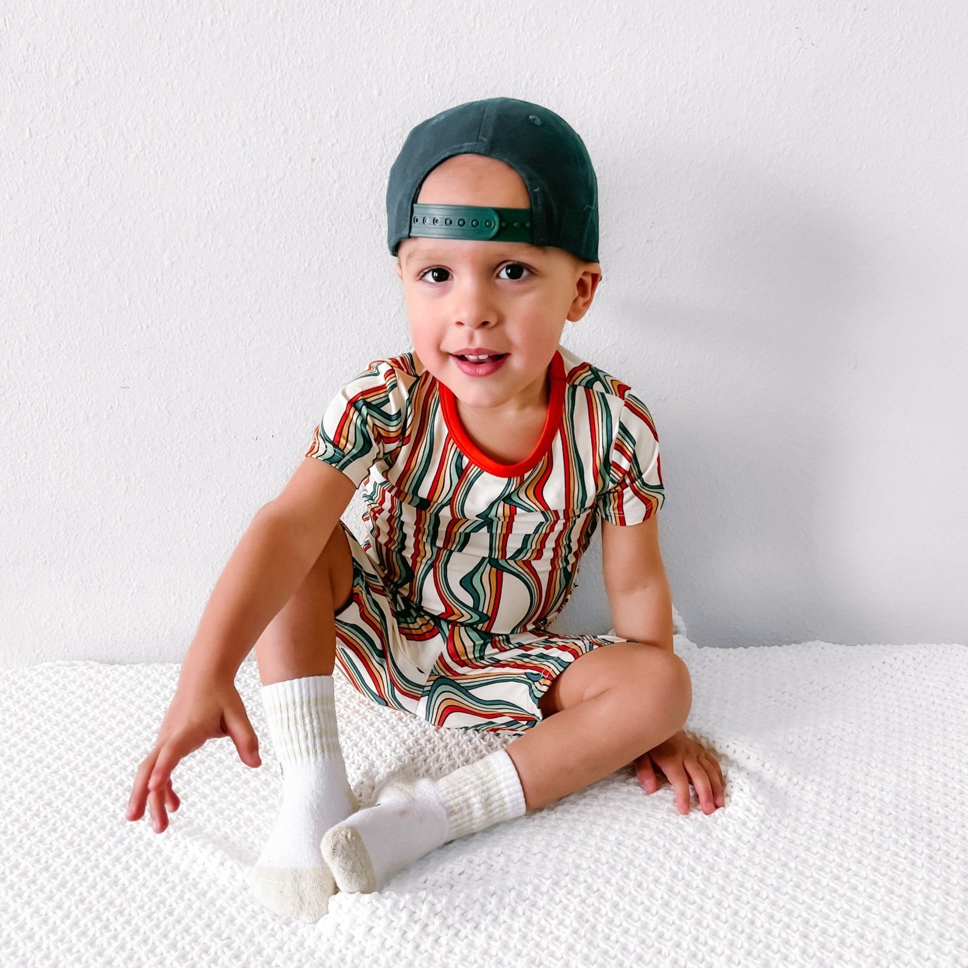 TWO PIECE SHORTIE SET- Retro Rainbow - Mack & Harvie