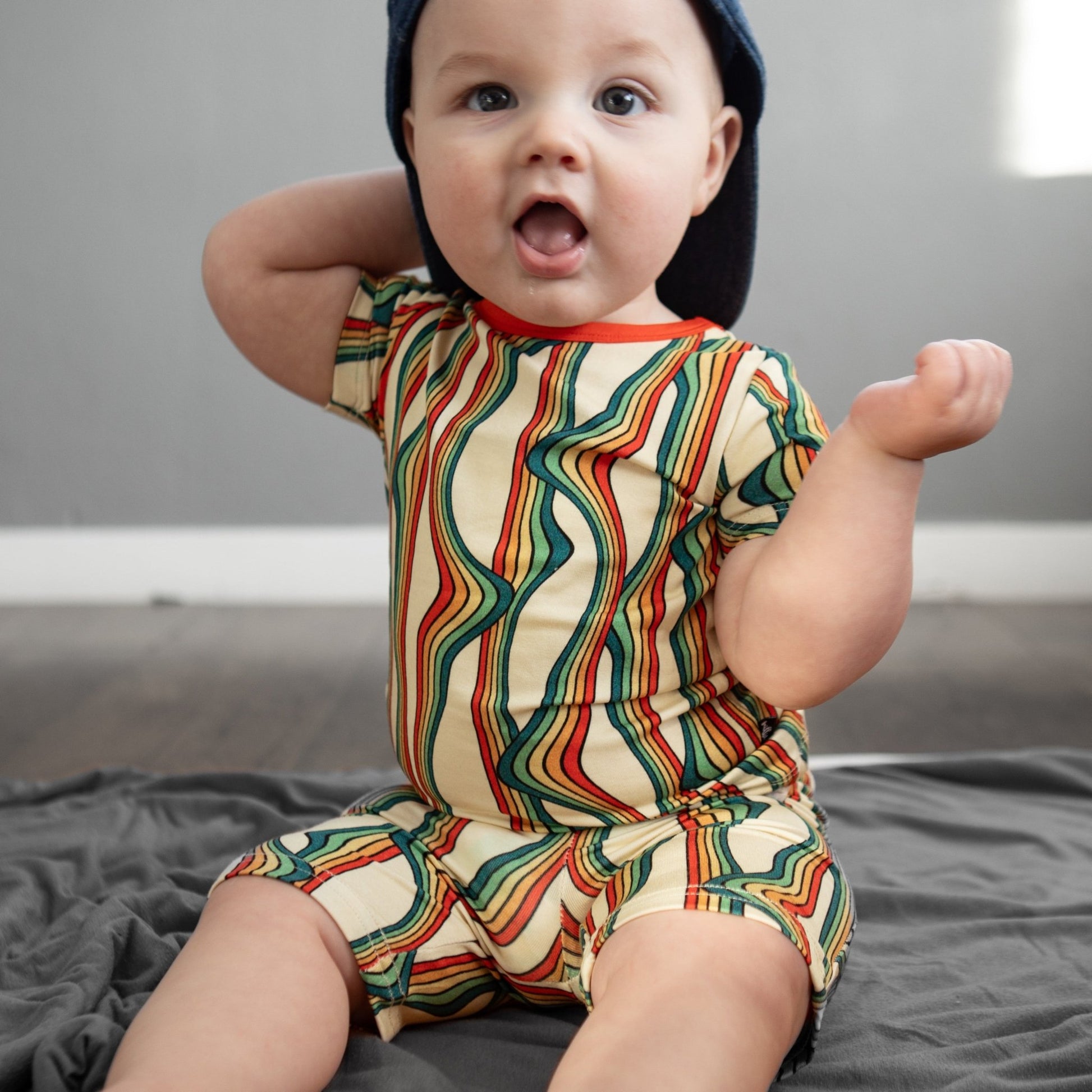 TWO PIECE SHORTIE SET- Retro Rainbow - Mack & Harvie