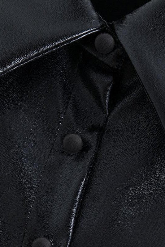 Vintage Black PU Faux Leather Blouse Shirt Women - Mack & Harvie