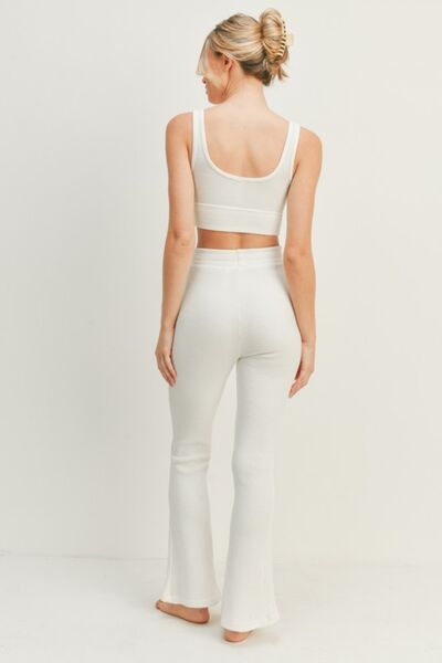 Waffle Tank and High Waist Flare Pants Set - Mack & Harvie