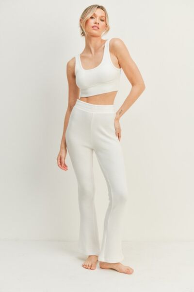 Waffle Tank and High Waist Flare Pants Set - Mack & Harvie