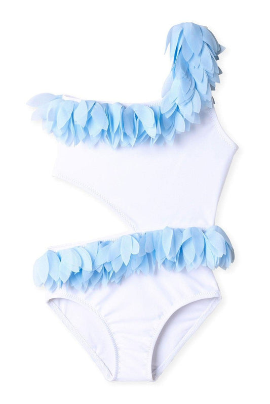 White Side Cutout Swimsuit with Petals - Mack & Harvie