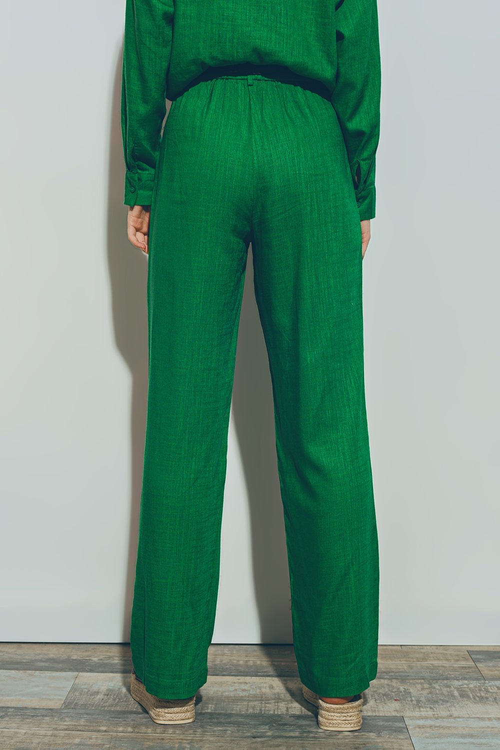 Wide-Legged Pants in Light Cotton Fabric in Green - Mack & Harvie