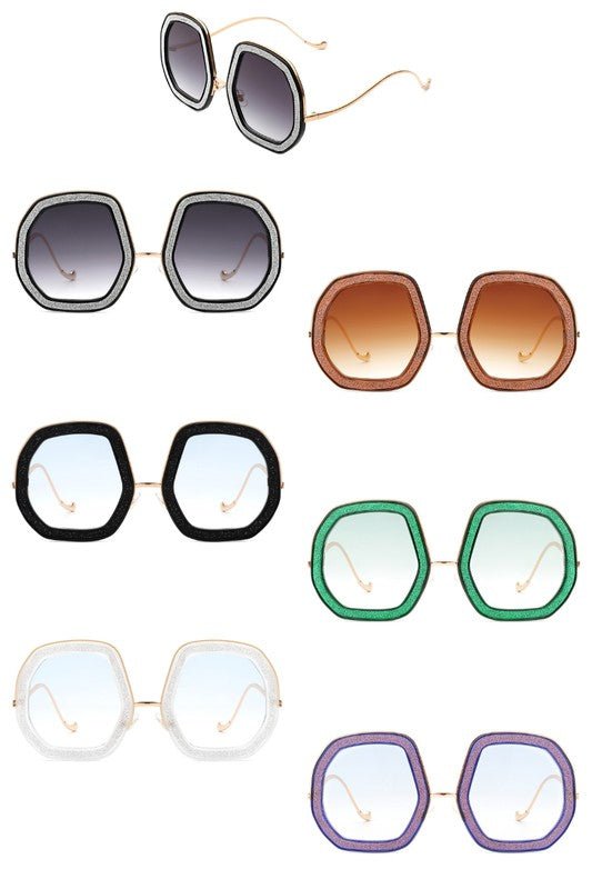 Women Round Geometric Glitter Fashion Sunglasses - Mack & Harvie