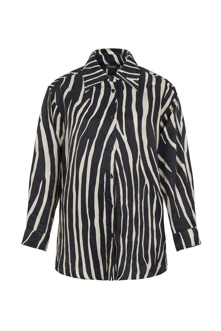 Zebra Print Oversized Linen Shirt - Mack & Harvie