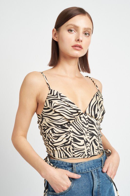 ZEBRA PRINT RUCHED CORSET TOP - Mack & Harvie