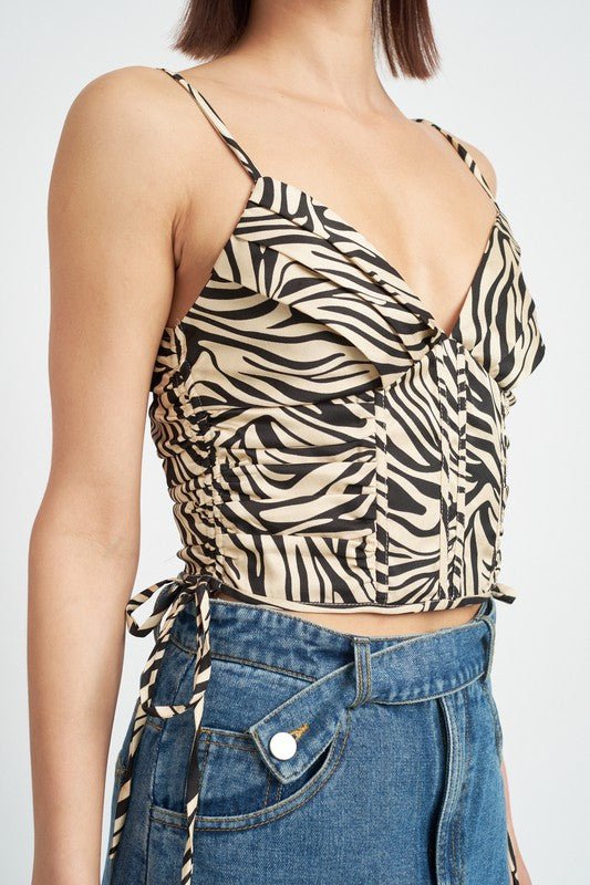 ZEBRA PRINT RUCHED CORSET TOP - Mack & Harvie
