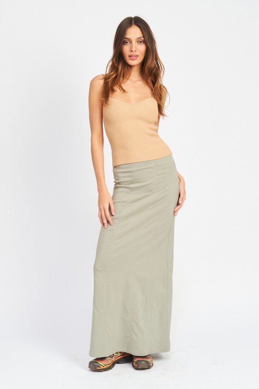 ZIPPER UP HIGH RISE MAXI SKIRT - Mack & Harvie