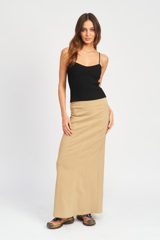 ZIPPER UP HIGH RISE MAXI SKIRT - Mack & Harvie
