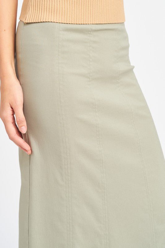 ZIPPER UP HIGH RISE MAXI SKIRT - Mack & Harvie