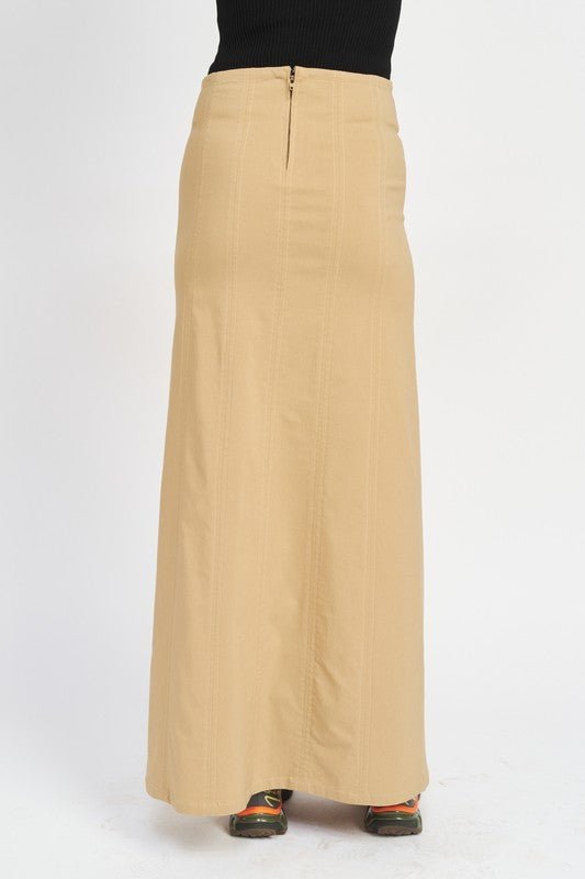 ZIPPER UP HIGH RISE MAXI SKIRT - Mack & Harvie