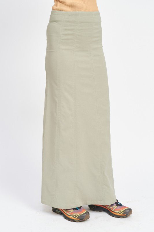 ZIPPER UP HIGH RISE MAXI SKIRT - Mack & Harvie