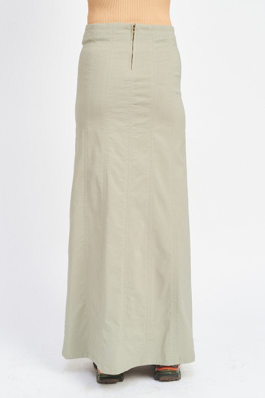 ZIPPER UP HIGH RISE MAXI SKIRT - Mack & Harvie